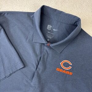 CHICAGO BEARS x NIKE Mens On-Field DRI-Fit Polo Shirt Large Blue Performance NFL